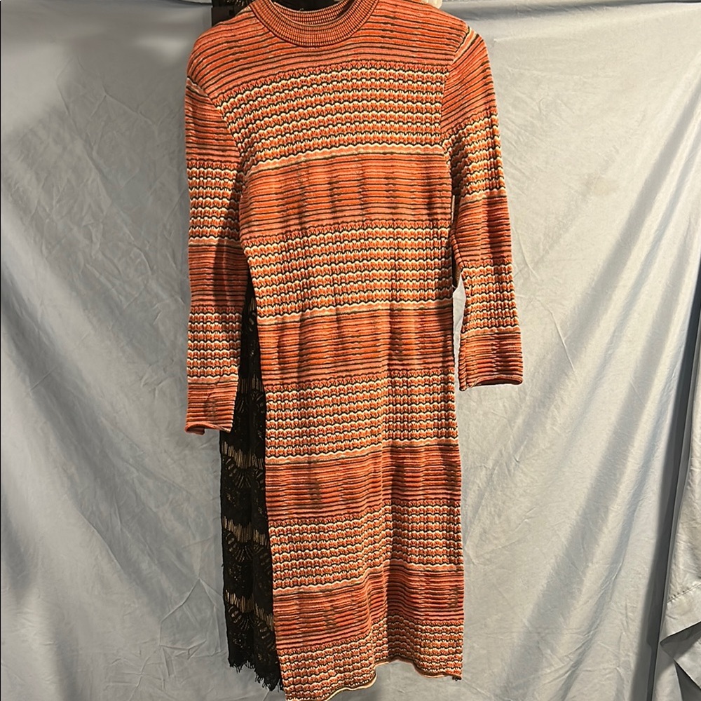 Striped Orange Knit Dress
